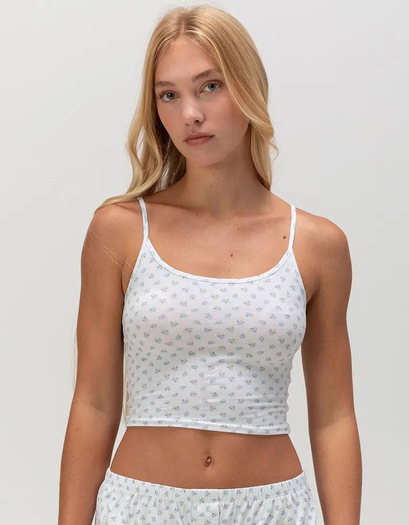 Women’s Two Piece Pajamas Set Sleeveless Floral Print Cami Tops and Button Shorts Loungewear