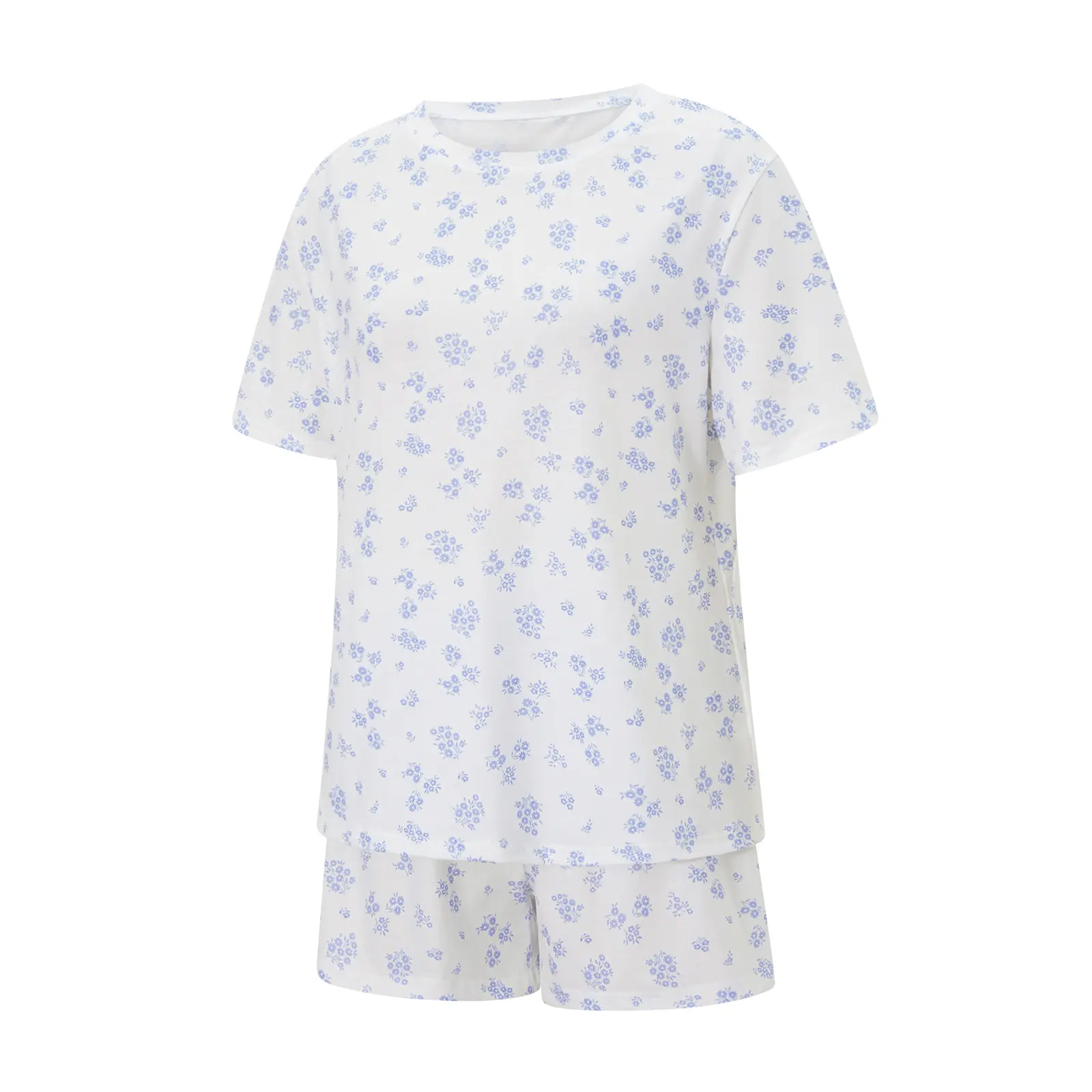 Women Pajamas Set 2 Pieces Loungewear Suits Floral Print Short Sleeve T-Shirts Tops and Shorts Sleepwear Outfits