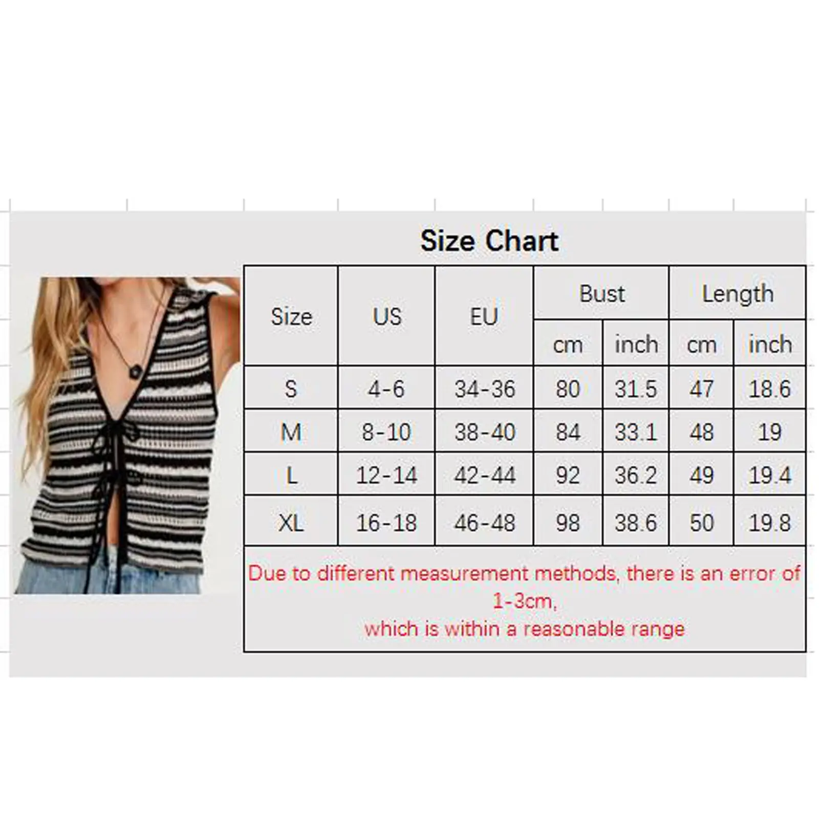 Women’s Y2k V Neck Knit Vest Casual Sleeveless Stripes Print Tie-up Front Tank Tops Sweater Vest