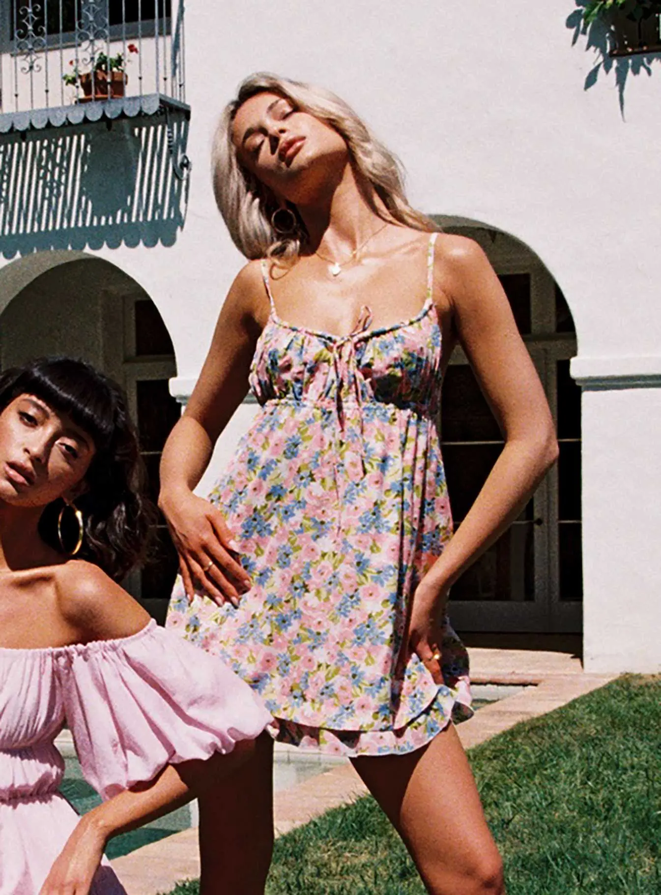 Women Sleeveless Nightgowns Summer Ruffled Hem Floral Print Mini Night Dress Lightweight Sleep Dress Cute Sleepwear