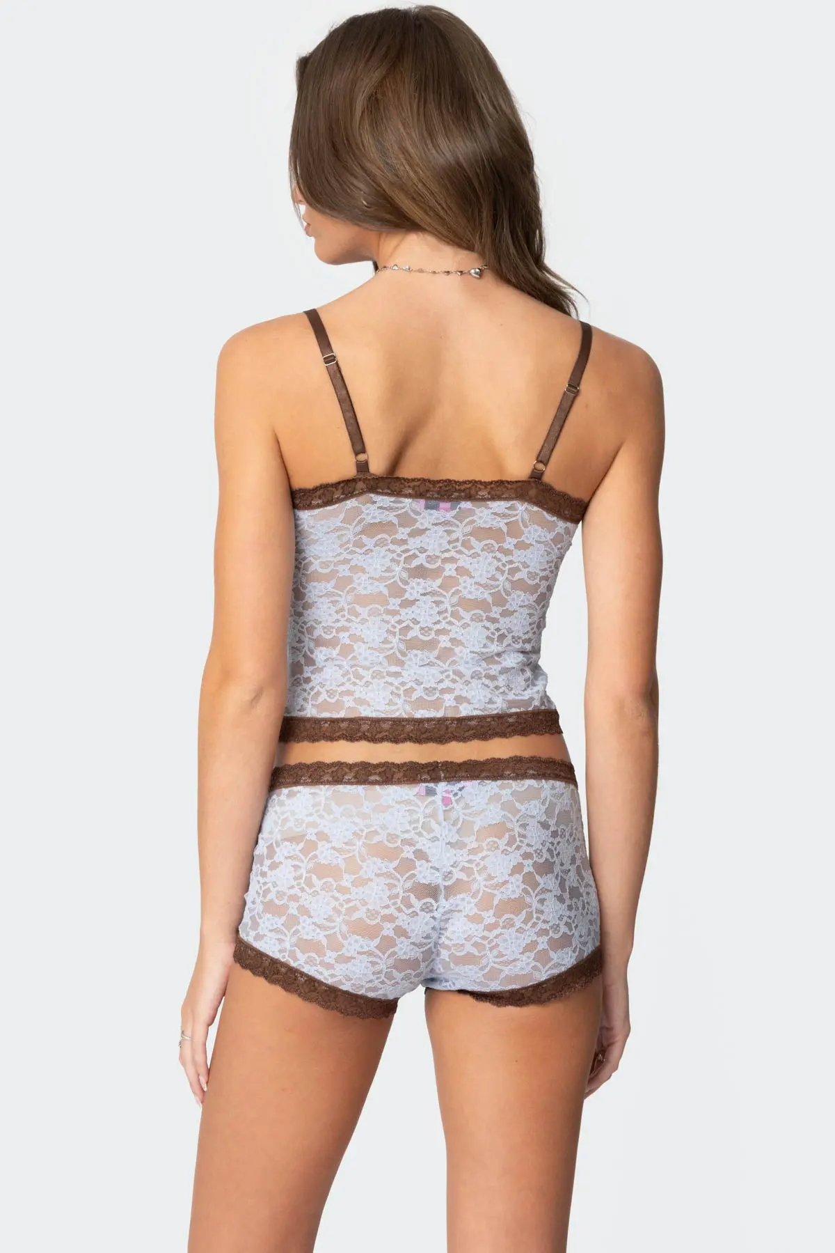 Women’s Two Piece Pajamas Set Sleeveless Lace Cami Tops and Low Rise Shorts Loungewear