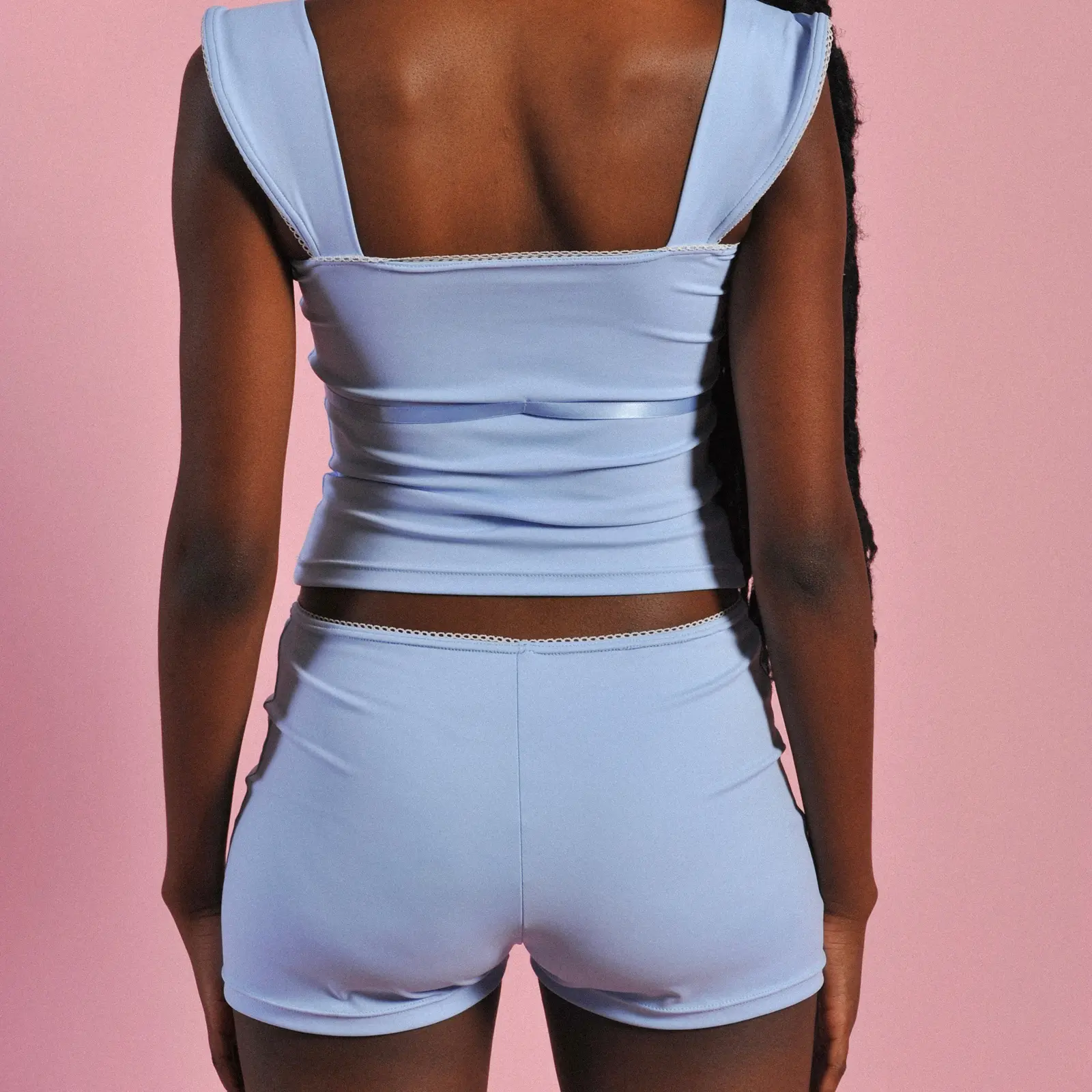 Women's Summer Loungewear Set Sleeveless Ruched Tank Tops with Low Waist Shorts Sleepwear