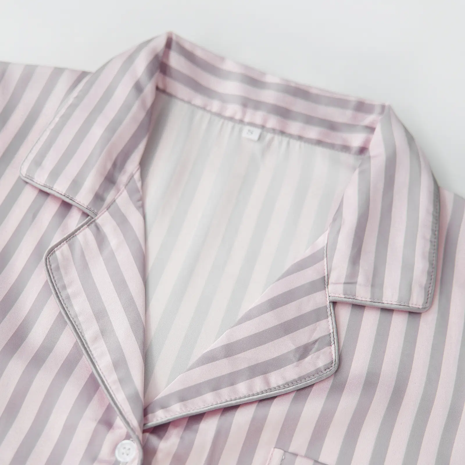 Women's Summer Satin Loungewear Set Stripe Print Short Sleeve Lapel Tops with Elastic Waist Shorts Sleepwear
