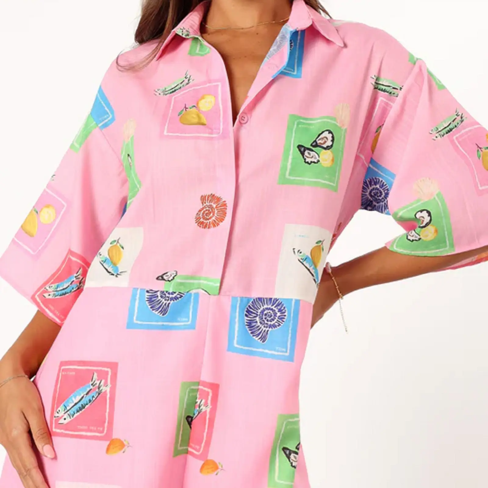 Women Summer Pajamas Jumpsuit Fashion Print Short Sleeves Lounge Rompers with Belt for Soft Sleepwear