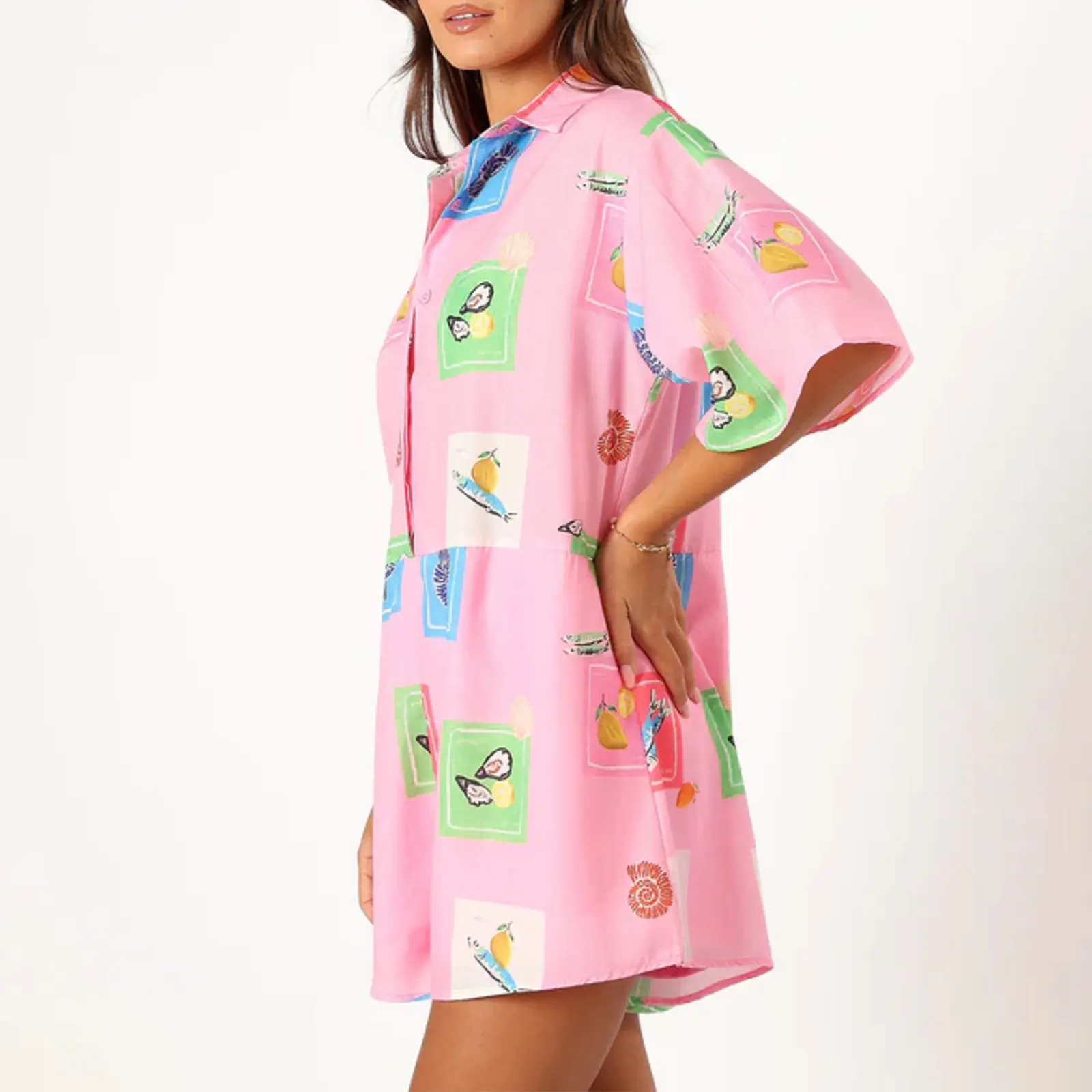Women Summer Pajamas Jumpsuit Fashion Print Short Sleeves Lounge Rompers with Belt for Soft Sleepwear