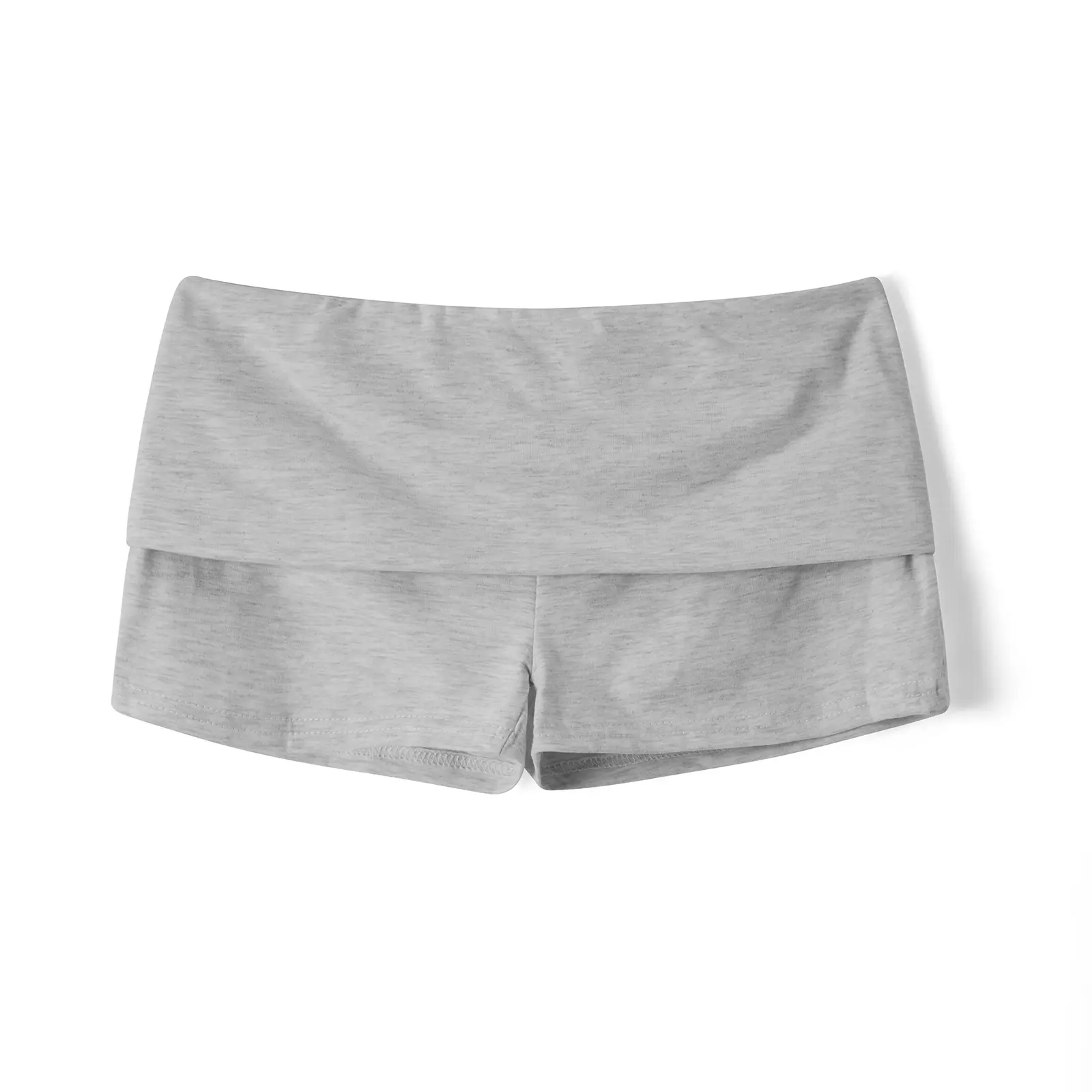 New Women's Summer Basics Slim Yoga Shorts Casual Solid Color Fold Over Low Waist Lounge Shorts