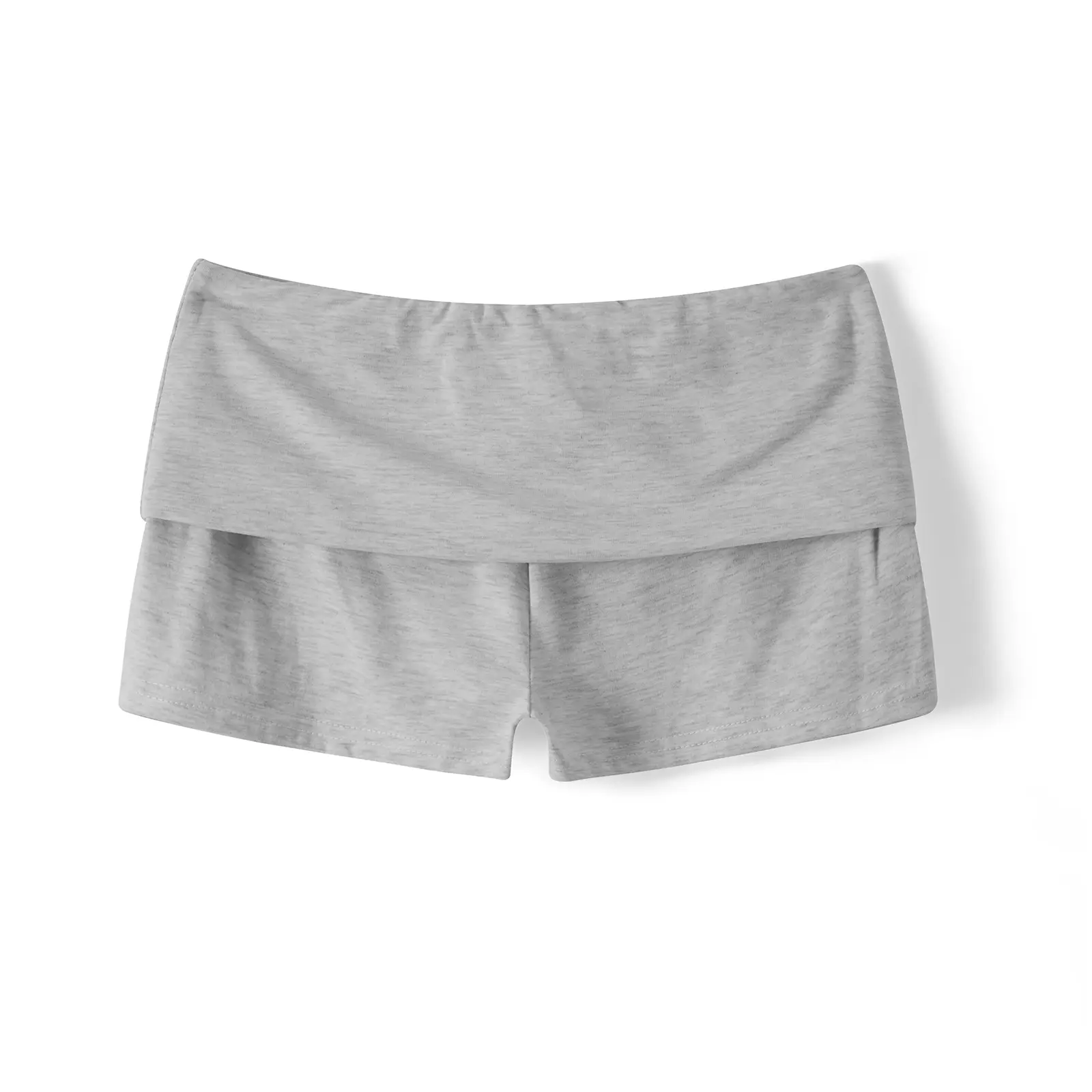 New Women's Summer Basics Slim Yoga Shorts Casual Solid Color Fold Over Low Waist Lounge Shorts