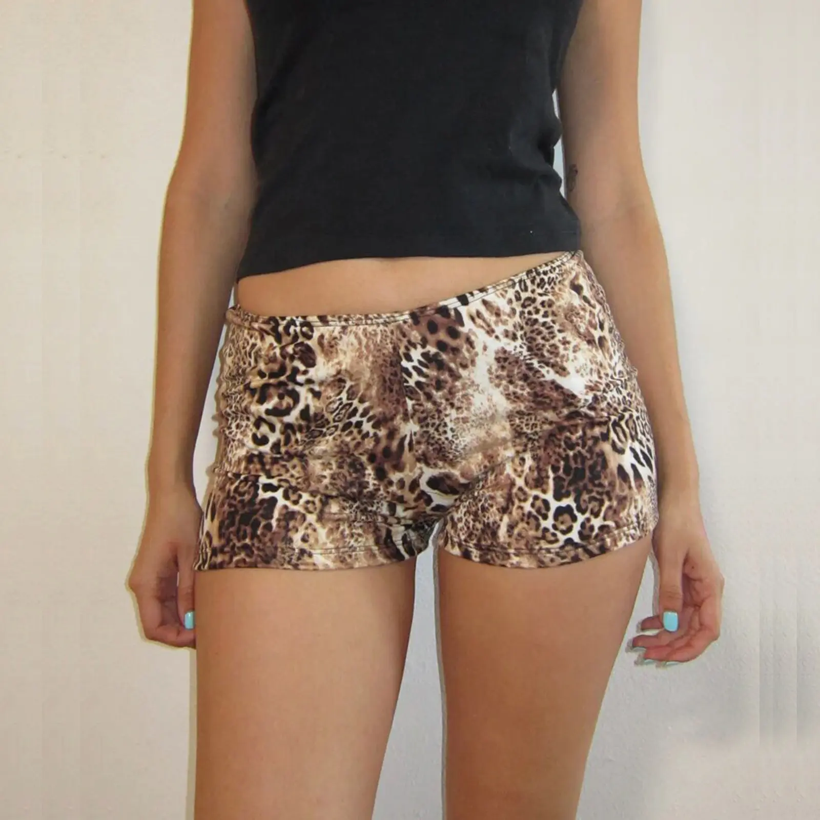 Women Loungewear Set Leopard Print Scoop Neck Lace Tank Tops Shorts 2-Piece Outfits