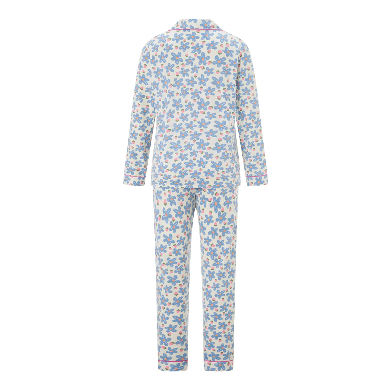 Women’s 2 Piece Pajamas Set Long Sleeve Floral Print Button Up Shirt + Pants Set Loungewear
