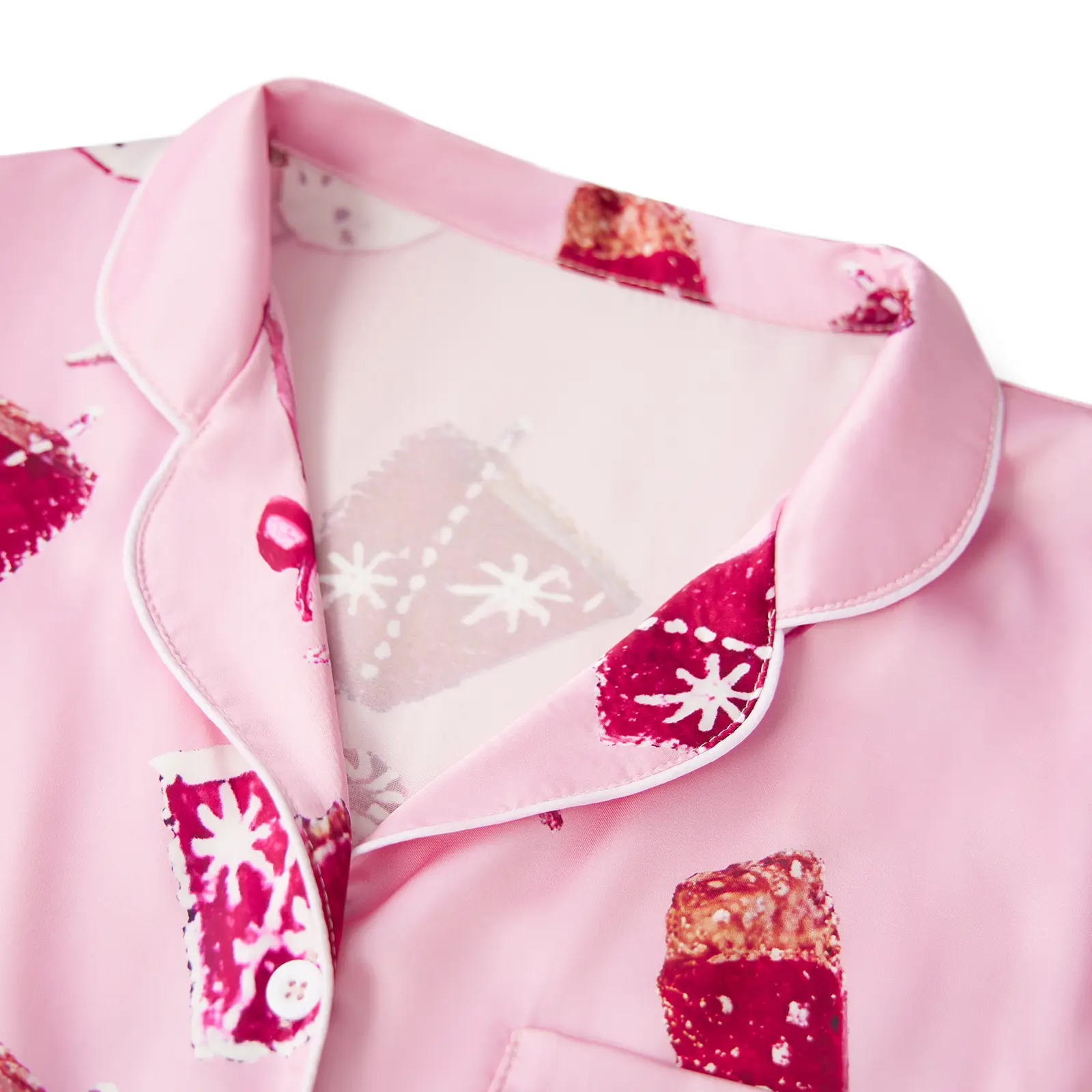 Women's 2 Piece Lounge Set Long Sleeve Lapel Goblet Print Shirt Pants Sleepwear Sets