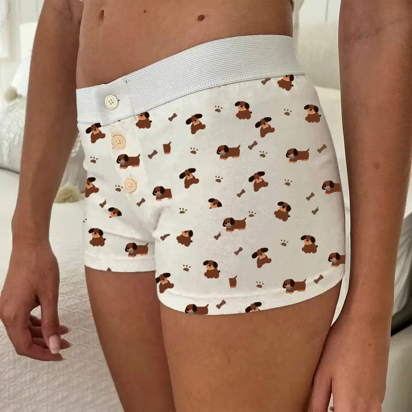 Women's Pajama Boxer Shorts Floral Print Buttons Elastic Waist Comfy Sleep Shorts Summer Casual Pajama Bottoms