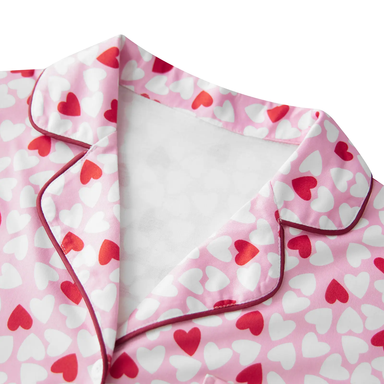 Womens Heart Pajama Set Long Sleeve Button-up Tops Elastic Waist Long Pants 2 Piece Sleepwear Outfits