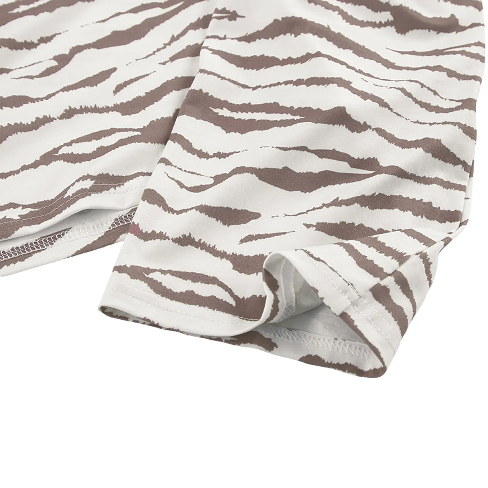 Women Pajamas Lounge Set Zebra Stripe Round Neck Long Sleeve Crop Tops and Pants 2 Piece Loungewear Outfits