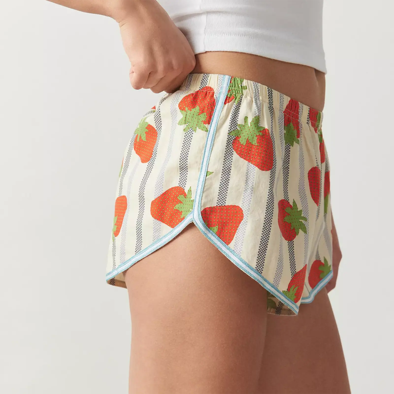 Women’s Casual Wide Leg Shorts Casual Elastic Waist Striped Print Loose Lounge Shorts Going Out Shorts