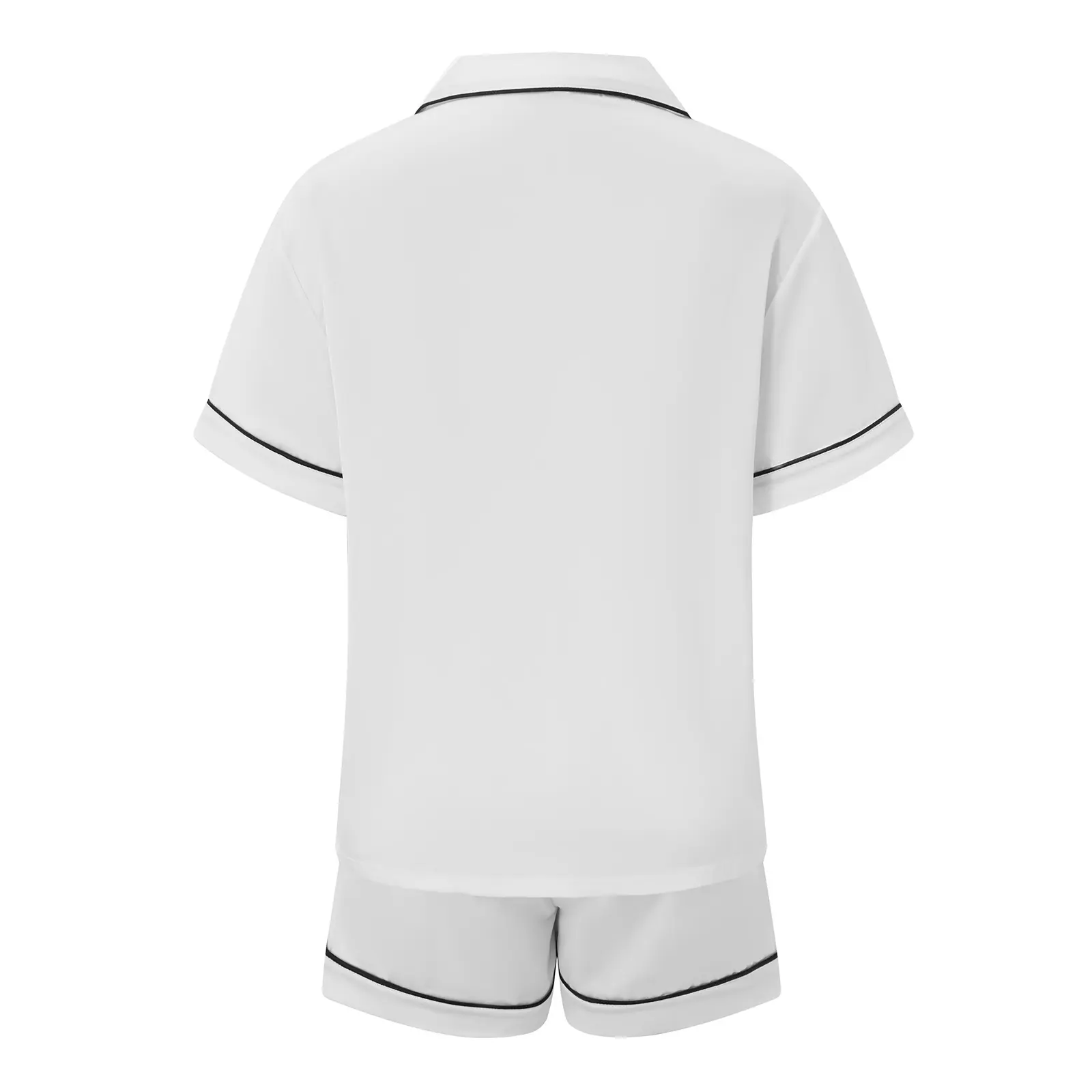 Matching Couple Pajama Set Short Sleeve Button-up Tops Elastic Waist Shorts 2 Piece Sleepwear Outfit for Women Men