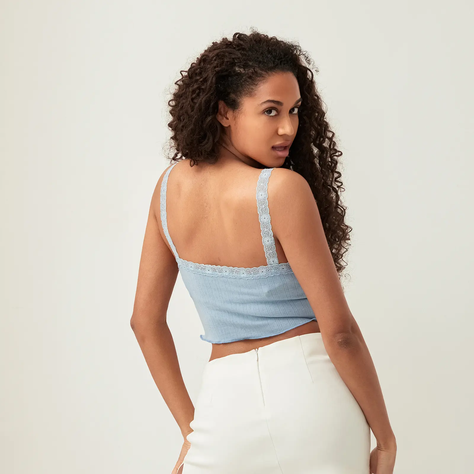 Women's Sweet Slim Cami Tops Mini 3D Rose Front Lace Shoulder Strap Vest Show Navel Cropped Camisole