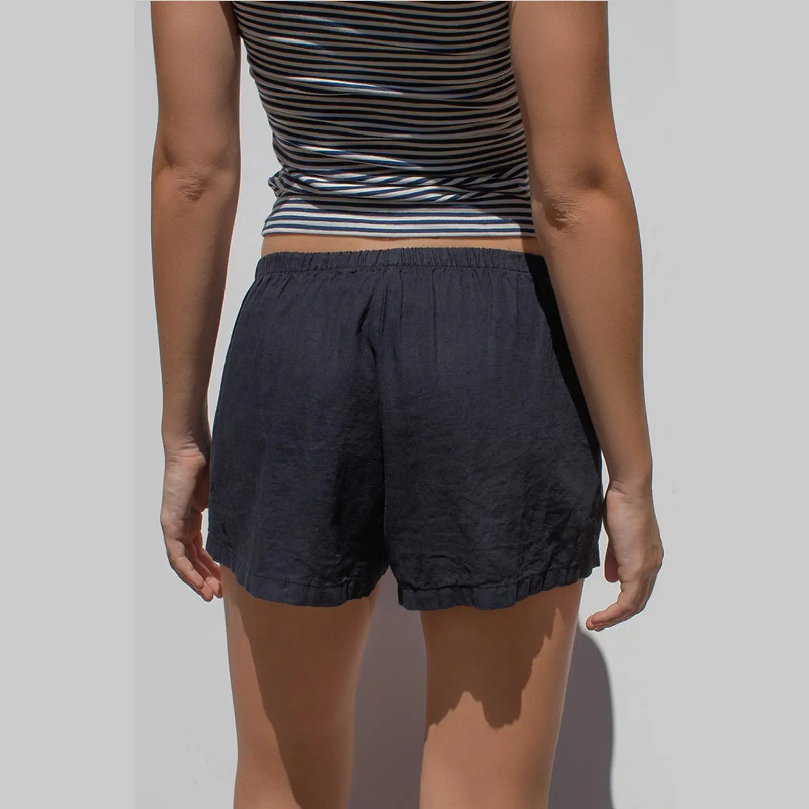 Womens Lounge Shorts Solid Color/Striped Elastic Waist Mini Shorts Casual Summer Shorts