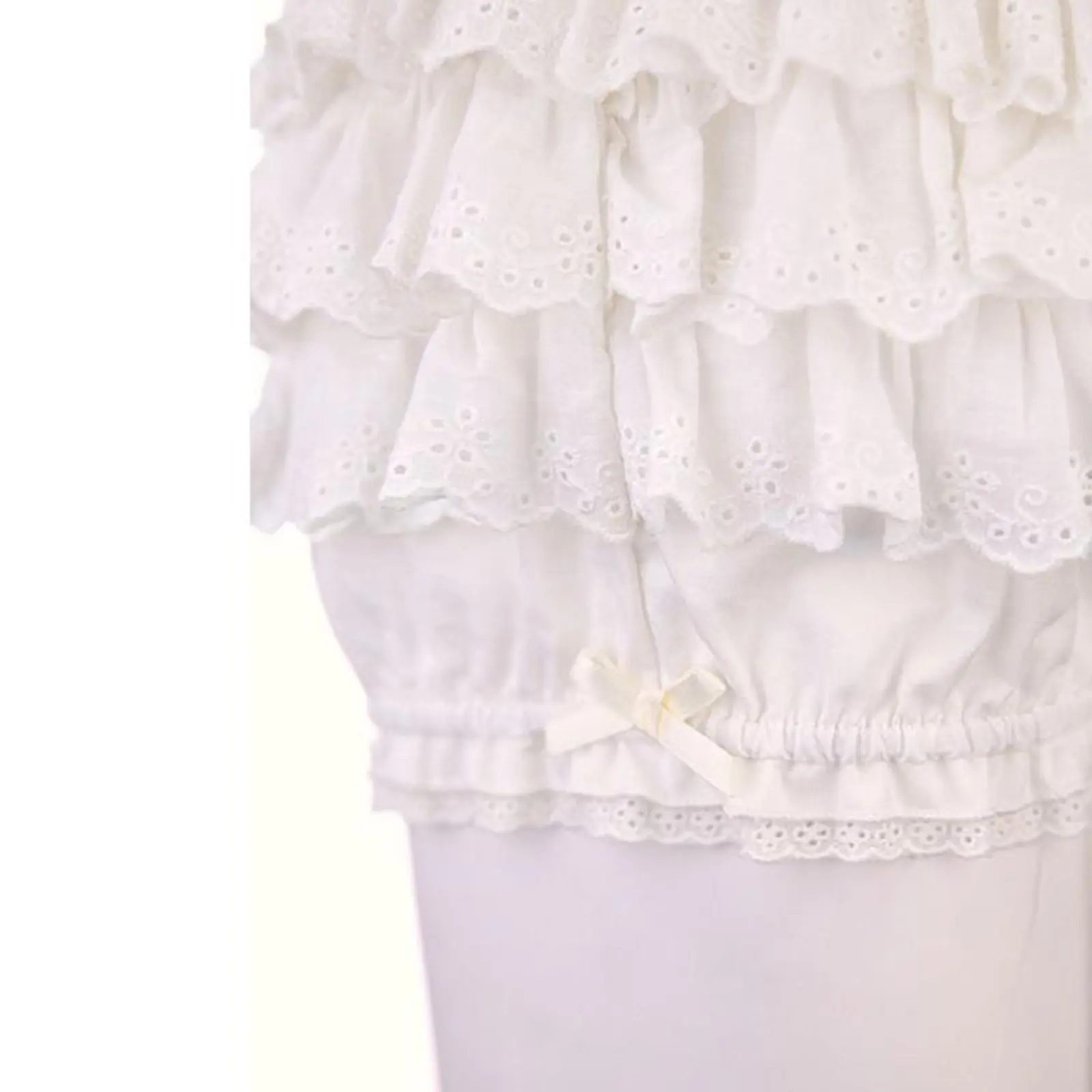 Women’s Layered Ruffle Shorts Casual Elastic Waist Solid Color Bow Shorts Lace Bloomers