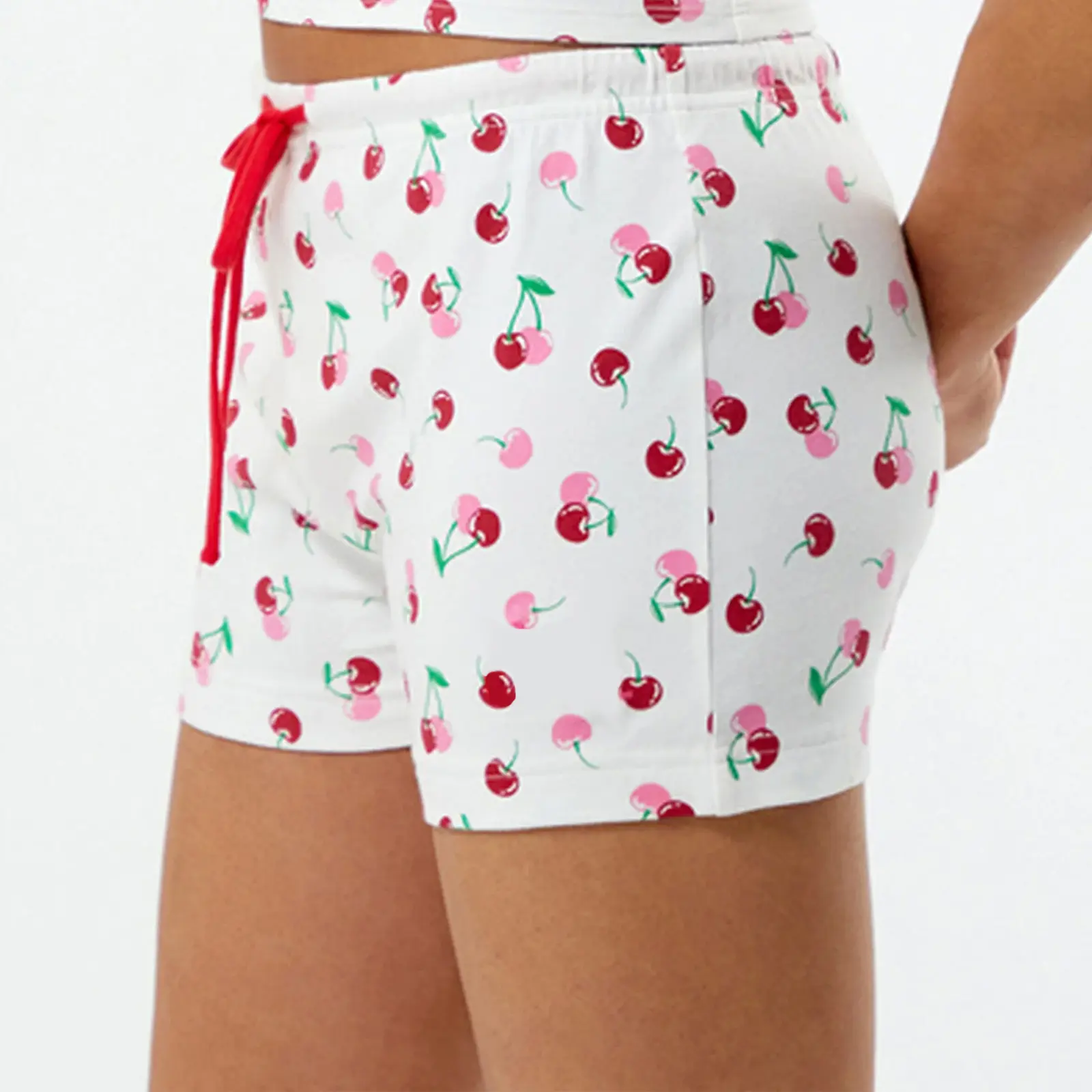 Women's Summer Casual Pajamas Shorts Drawstring Fruit/Bear Print Lounge Shorts