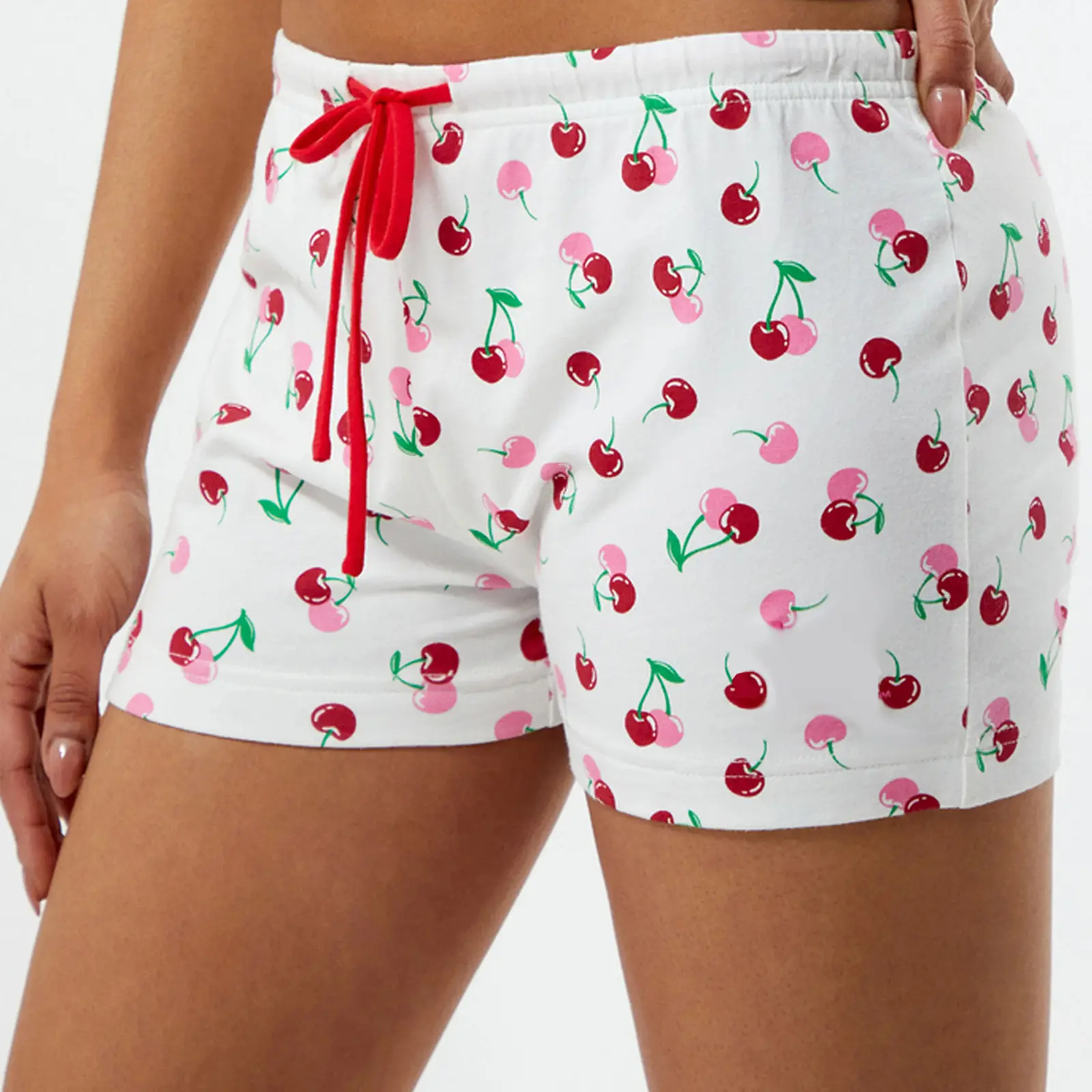 Women's Summer Casual Pajamas Shorts Drawstring Fruit/Bear Print Lounge Shorts