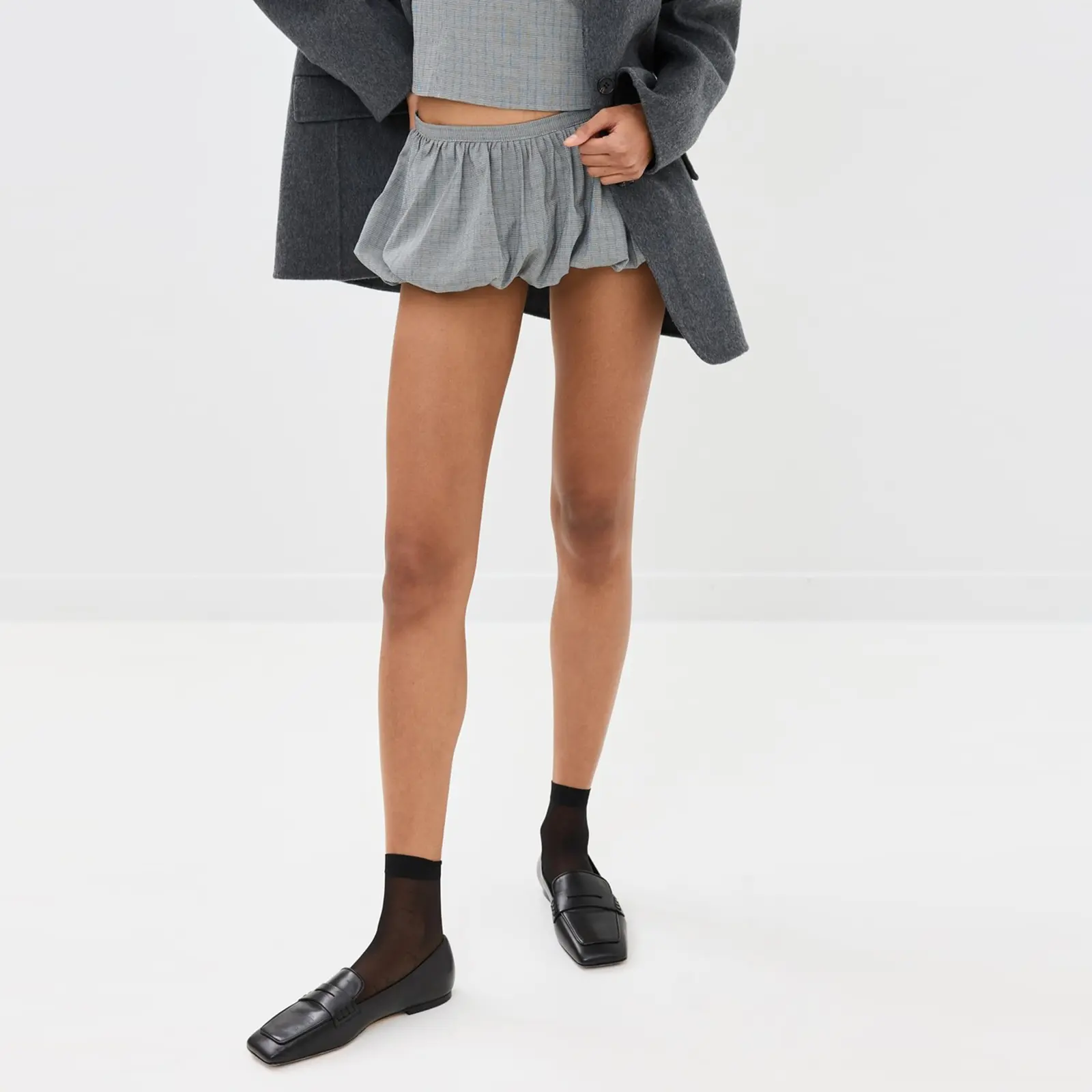 Women’s Summer Lounge Shorts Fashion Plaid Print Mid Waist Bubble Shorts Mini Skirts Skorts