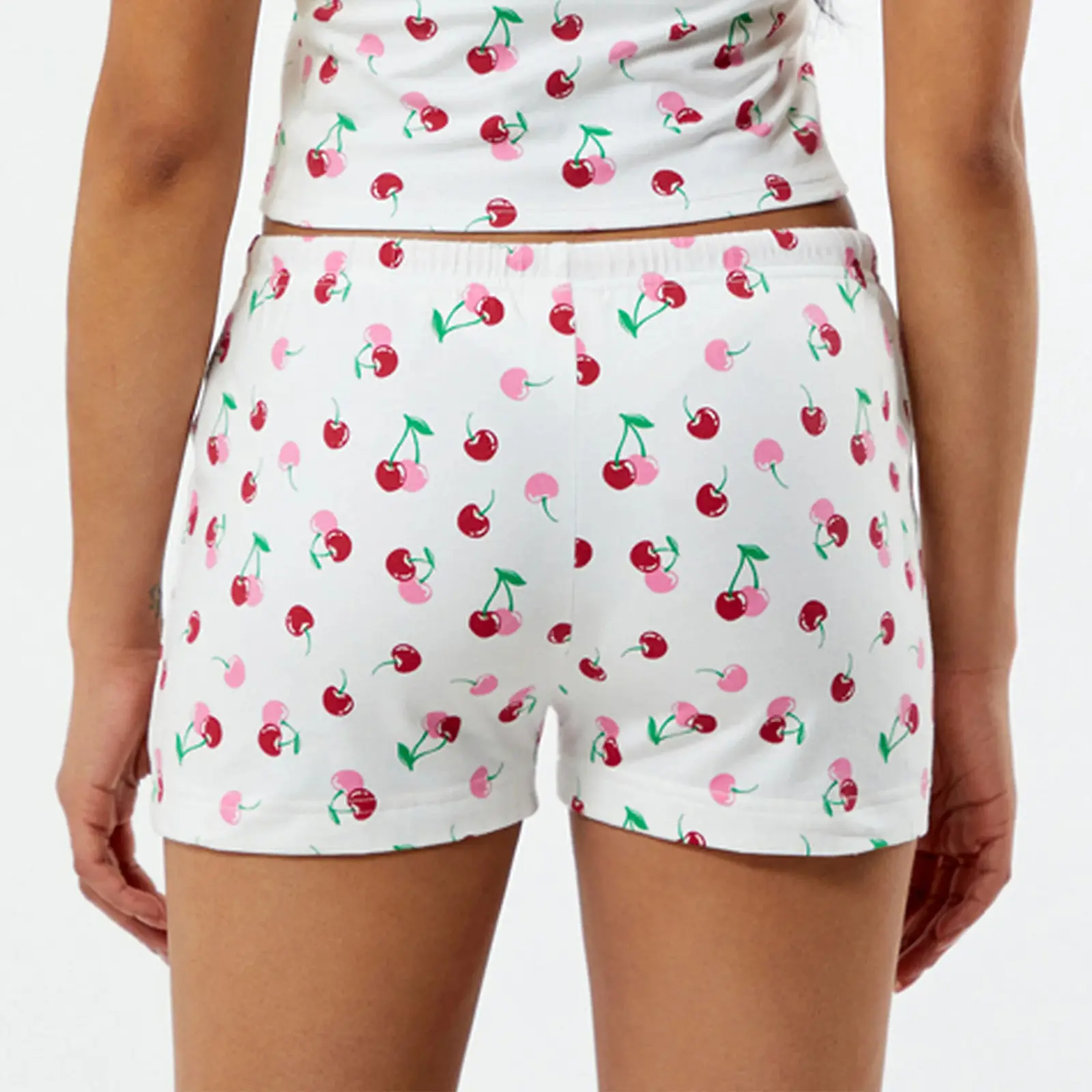 Women's Summer Casual Pajamas Shorts Drawstring Fruit/Bear Print Lounge Shorts