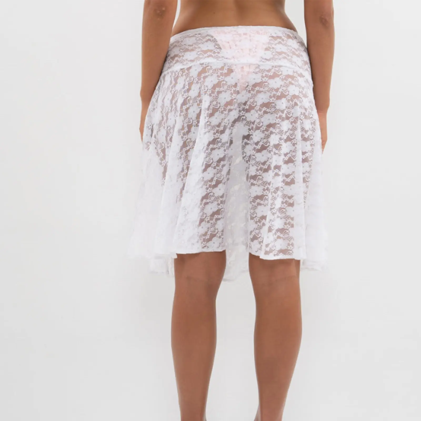 Women Summer Lace Skirts Sheer Mesh See Through Midi Skirt Boho Beach Skirts for Party
