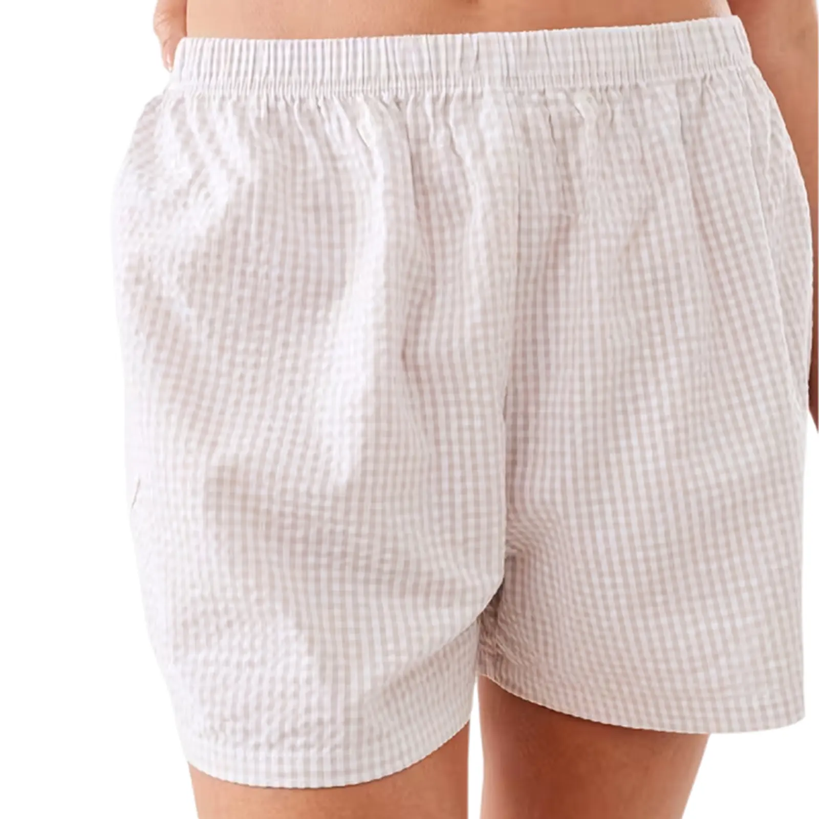 Women Summer Shorts Striped/Solid Color Elastic Waist Lounge Shorts Casual Summer Streetwear