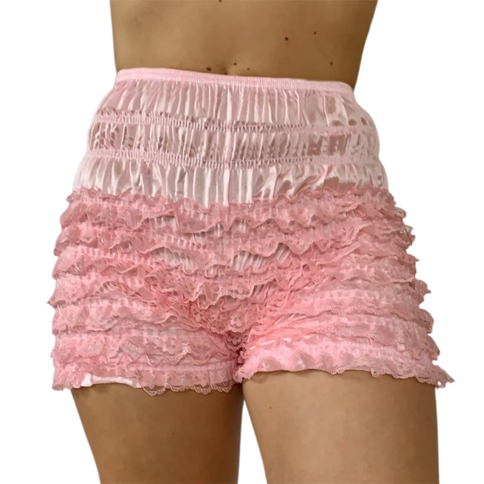 Women's Pajama Shorts Lace Frills Elastic Waist Comfy Sleep Shorts Summer Casual Pajama Bottoms