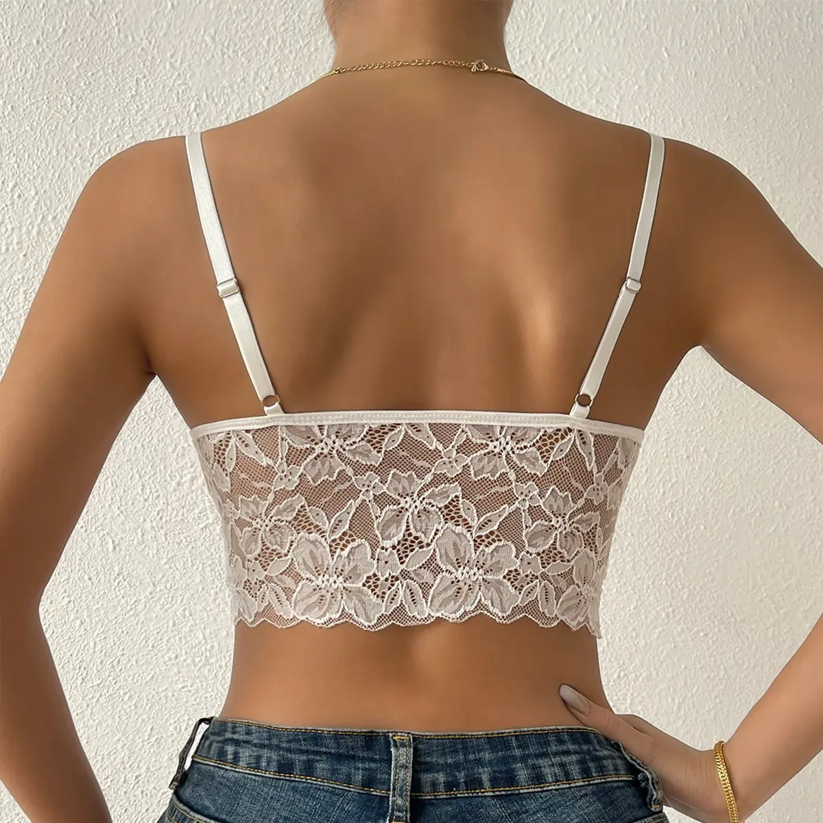 Bustier Lingerie for Women Backless Show Navel Mesh See Through Lace Cropped Camisole Tops Sexy Ladies Party Clubwear