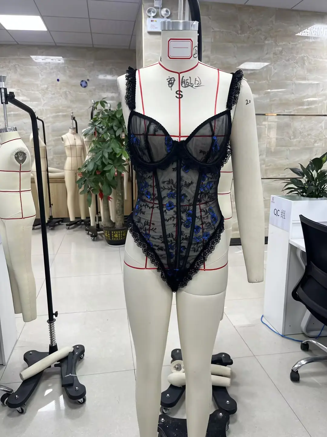 Women Lingerie Chemise Bodysuits Lace Trim Flower Embroidered See-Through Teddy Babydoll Nightgown Sleepwear Nightie