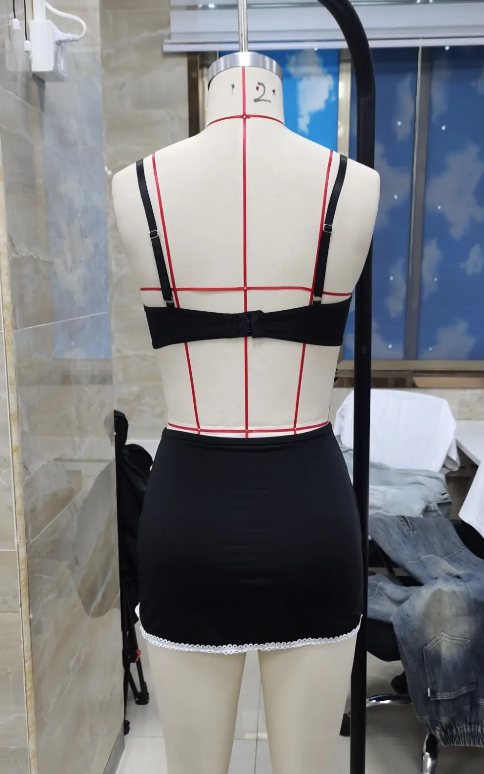 Womens Lingerie Nightwear Sexy Ladies Hollow Out Sheer Contrast Trim Mini Bows Black Sleeveless Babydoll Dress