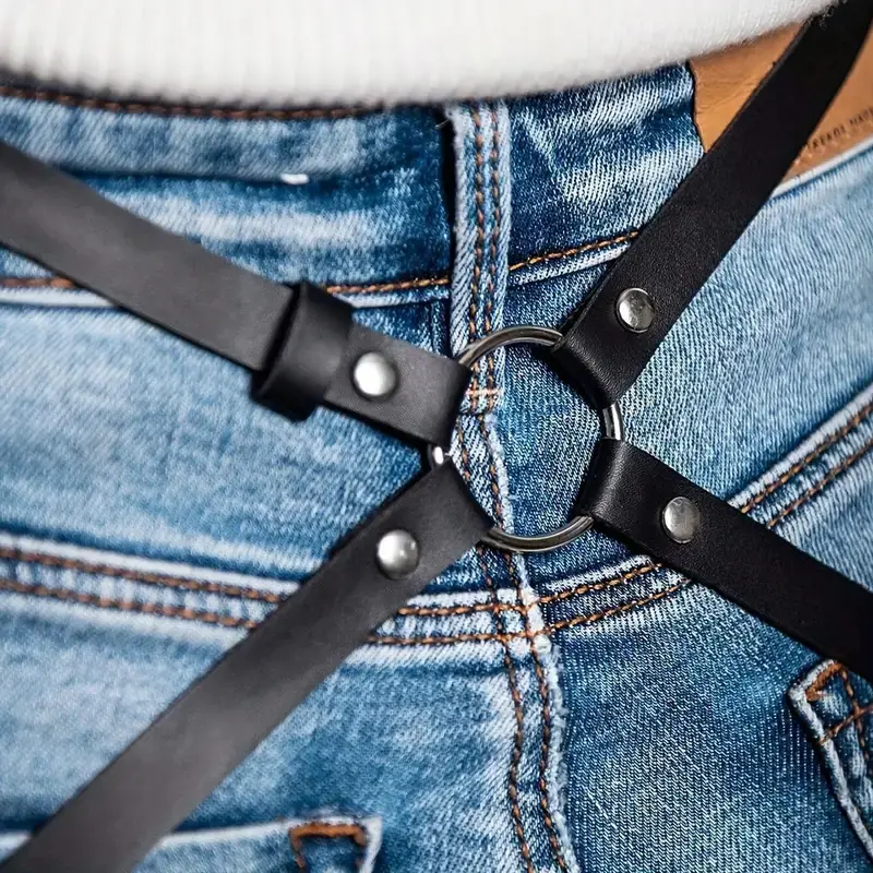 Adjustable Leather Women's Belt And Leg Loop Set Fashion Waist Hip Accessories Punk Garter For Girls PU Body Harness Goth Corset