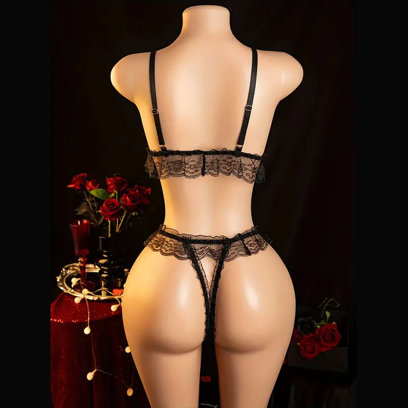 New Pearl Bra Lingerie Set Fancy Undies Erotic Costume Women Porn Kit Hot Thong With Beads Female Underwear Crotchless Seductive