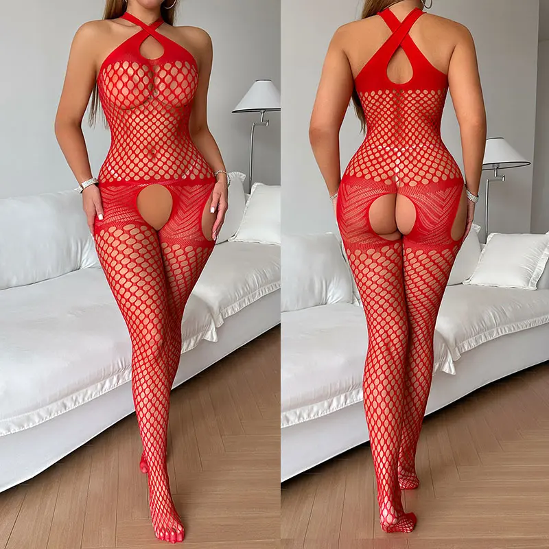 Fishnet Bra Crotchless Sexy Lingerie For Woman Stretch Plus-size Hollow Bodystockings Female Underwear Porn Bras Corset Sets