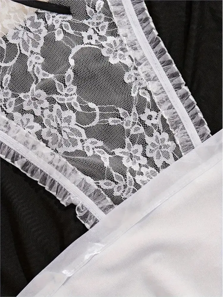 Maid Set Sexy Erotic Costume 18 Women Cosplay Sex Lingerie Transparent Short Baby Doll Teddy Dress Women's Pajamas New Underwear