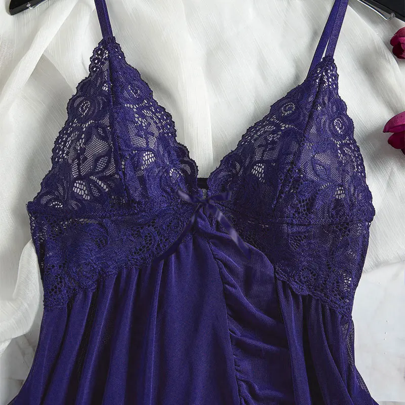 Women's Plus Size Bra Thong Nightgown Set Tulle Sexy Lingerie Exquisite Woman Lencerias Hot Underwear Pajamas G-string Suits