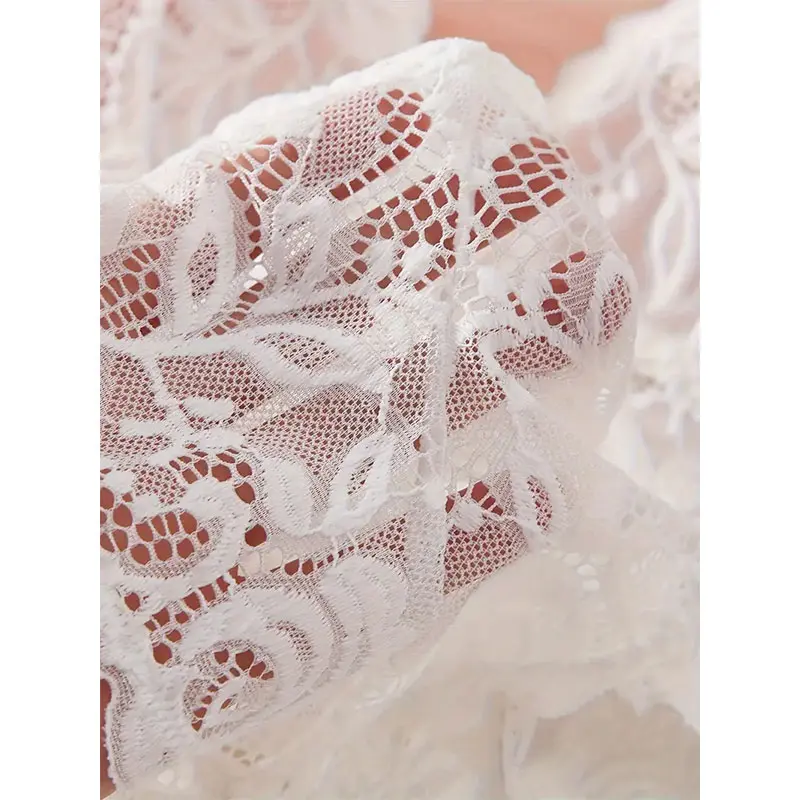 Ice Silk Thin Halter Sexy Pajamas Lace Nightdress And Thong Sets Plus Size Nightwear Women Underwear Sleepwear Transparent Dress