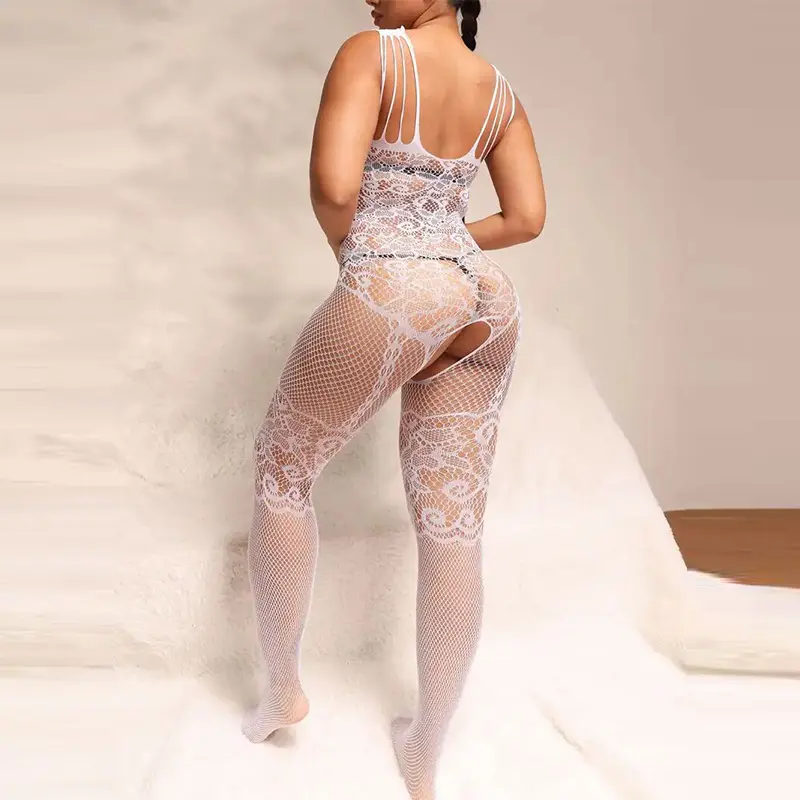 Sexiest Body Stockings For Big Size Women Hot Crotchless Hipless Design Erotic Outfits Floral Tights Blue Lingerie Free Shipping