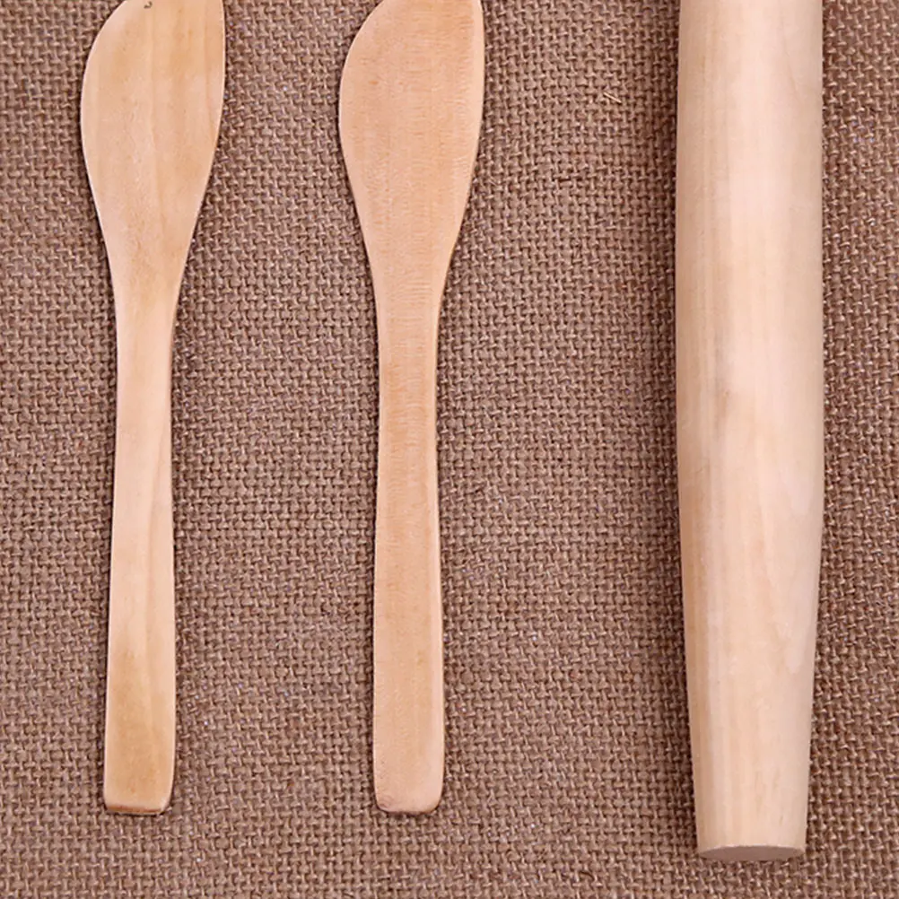 Rolling Pin Dumpling Knife Wooden Noodle Sticks Solid Pressed Cutters for Baking Dough Pizza Pancakes Dessert Tools