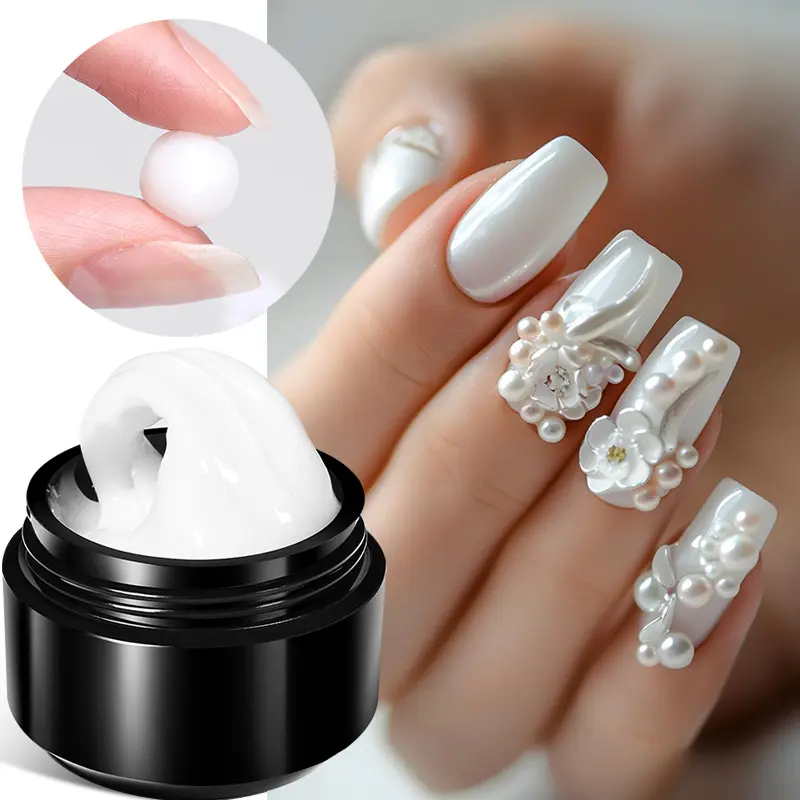 BORN PRETTY 15ml Nude White Non Stick Hand Solid Extension Nail Gel Polish Carving Flower Nail Art Building Constructed UV Gel