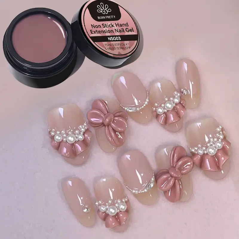 BORN PRETTY Nude Non Stick Hand Extension Gel Polish UV Building 3D Acrylic Flower Drawing Soak Off Nail Art 15ml Manicure