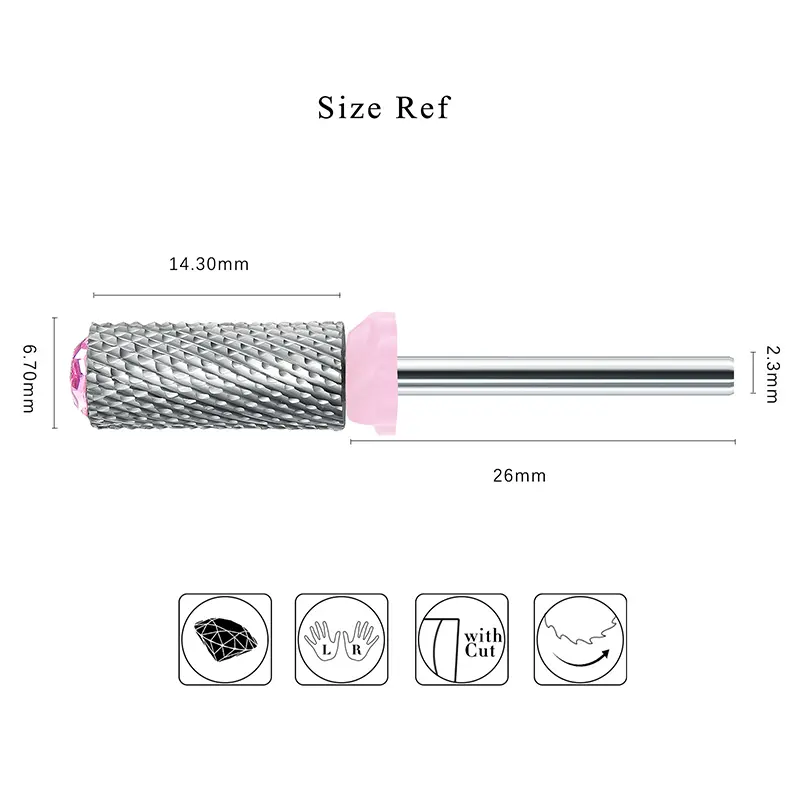Tungsten Steel Diamond Nail Drill Bit Electric Manicure Drills Pedicure Mill Bits Files Nail Art Tools Cuticle Drill Bit