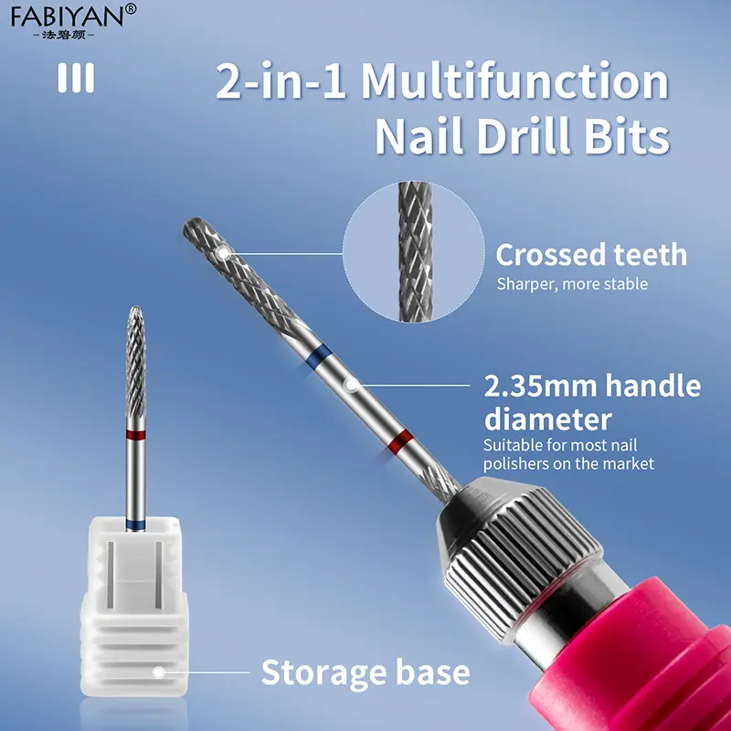 Tungsten Steel Manicure Milling Cutter Double Headed Nail Drill Bits F/M UV Gel Polish Remover Cutter Nail Pre-treatment Tool