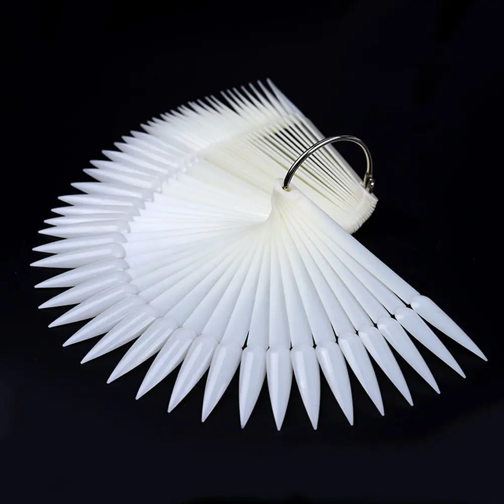 50pcs Fan Shaped Nail Swatches Color Card Display Chart Gel Polish Template Nail Art Tips Sample Stand Practice Palette