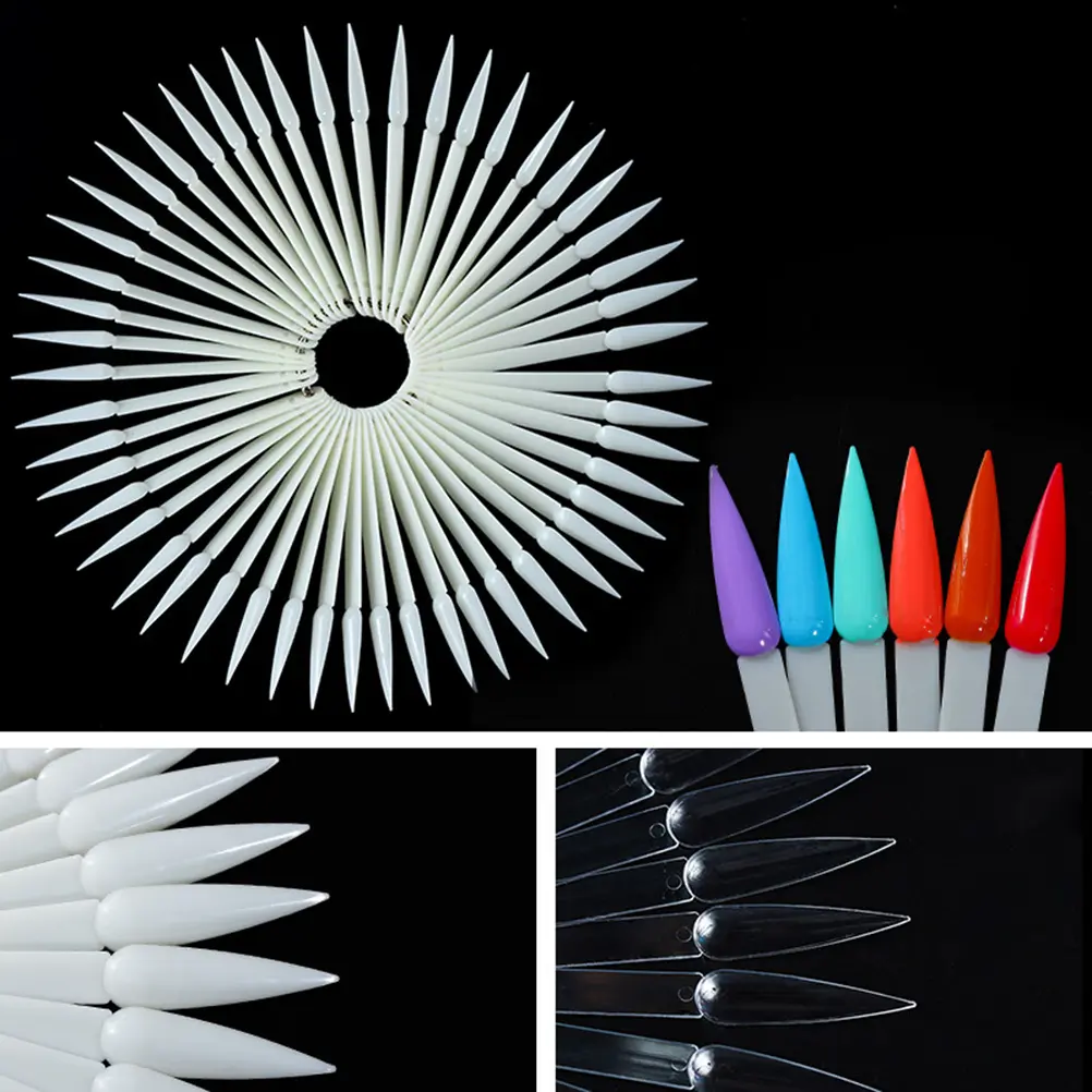 50pcs Fan Shaped Nail Swatches Color Card Display Chart Gel Polish Template Nail Art Tips Sample Stand Practice Palette