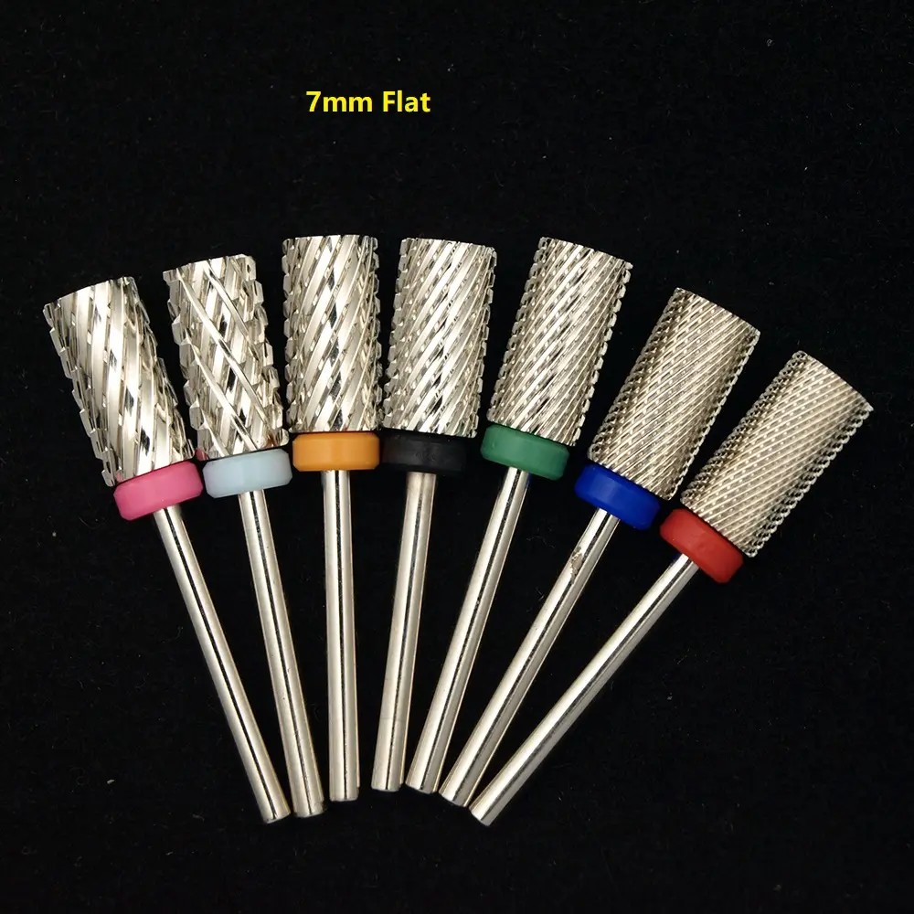 New Silver Quality 6.6mm Big Round Flat Top barrel Original Tungsten steel Carbide Manicure Nail drill bit File Accessories