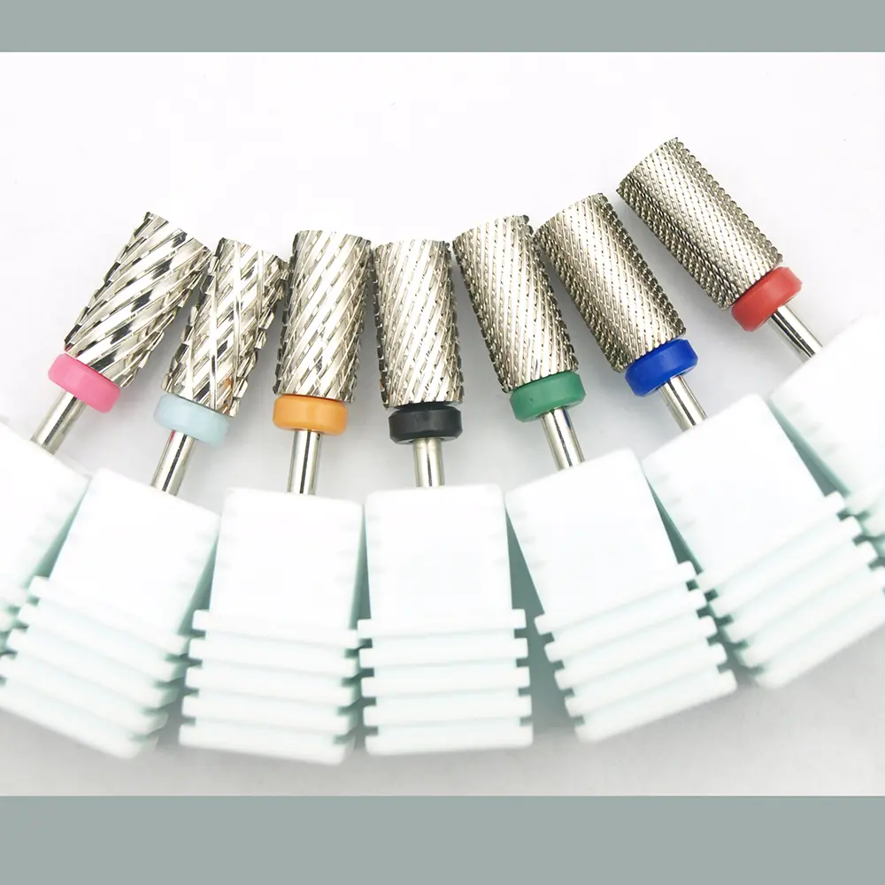 New Silver Quality 6.6mm Big Round Flat Top barrel Original Tungsten steel Carbide Manicure Nail drill bit File Accessories