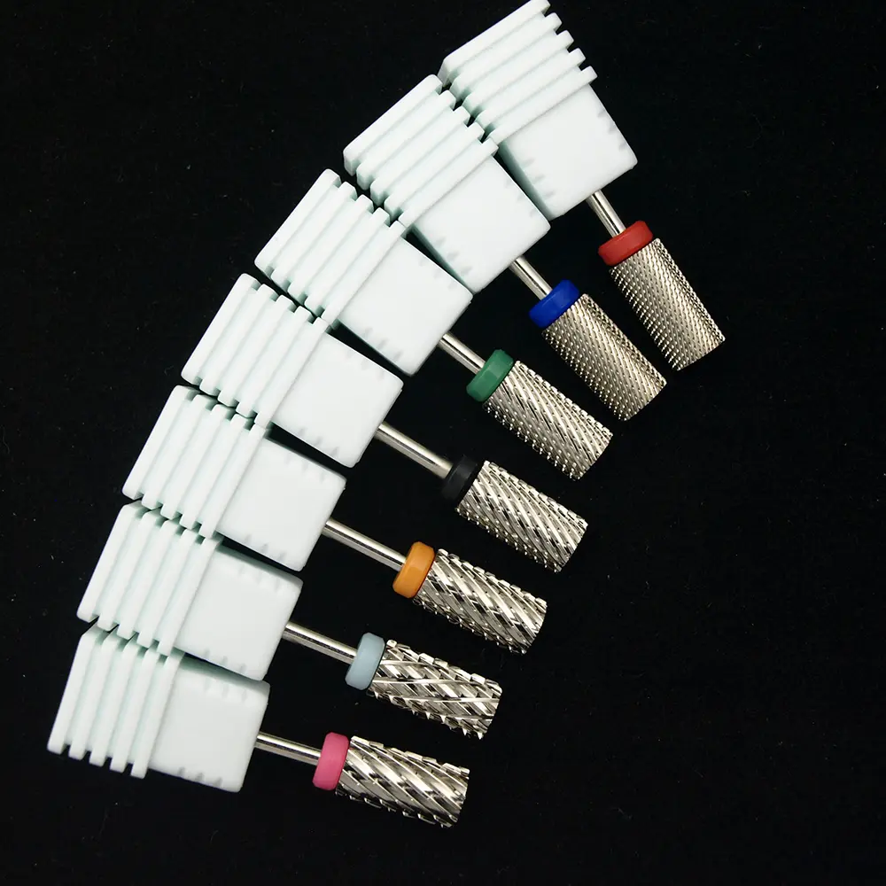 New Silver Quality 6.6mm Big Round Flat Top barrel Original Tungsten steel Carbide Manicure Nail drill bit File Accessories