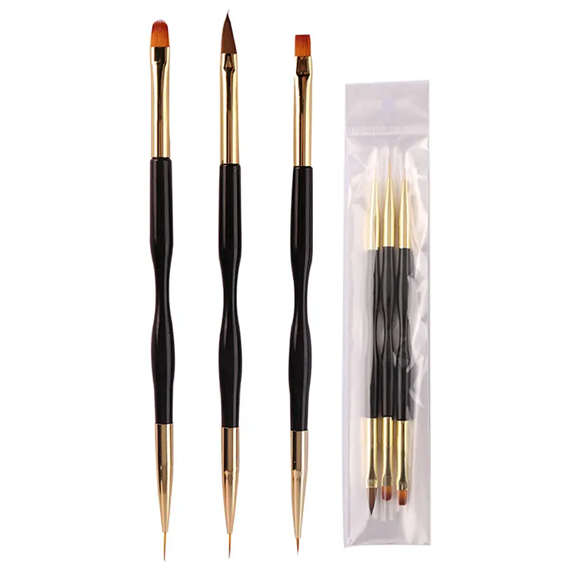 Double Head Liner Nail Art Brush Manicuring Construction UV Gel Extension Drawing Line Painting Pen Manicure Tools